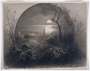 Kilátás a Greenwood temetőből, Brooklyn, 1881 (grisaille tinta és mosás papíron)